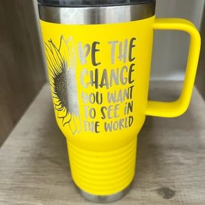 Yellow 20oz tumbler with handle